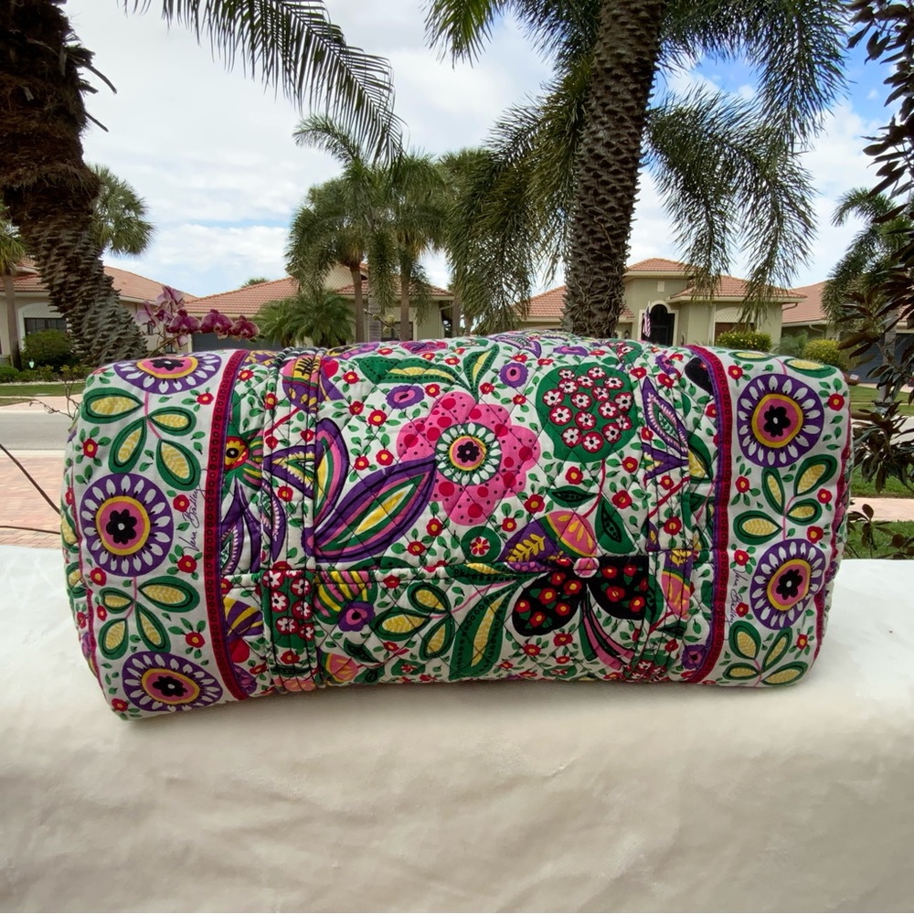 Vera Bradley Viva La Vera Duffle Bag Floral Cotton Weekender Handbag Travel - Picture 8 of 16